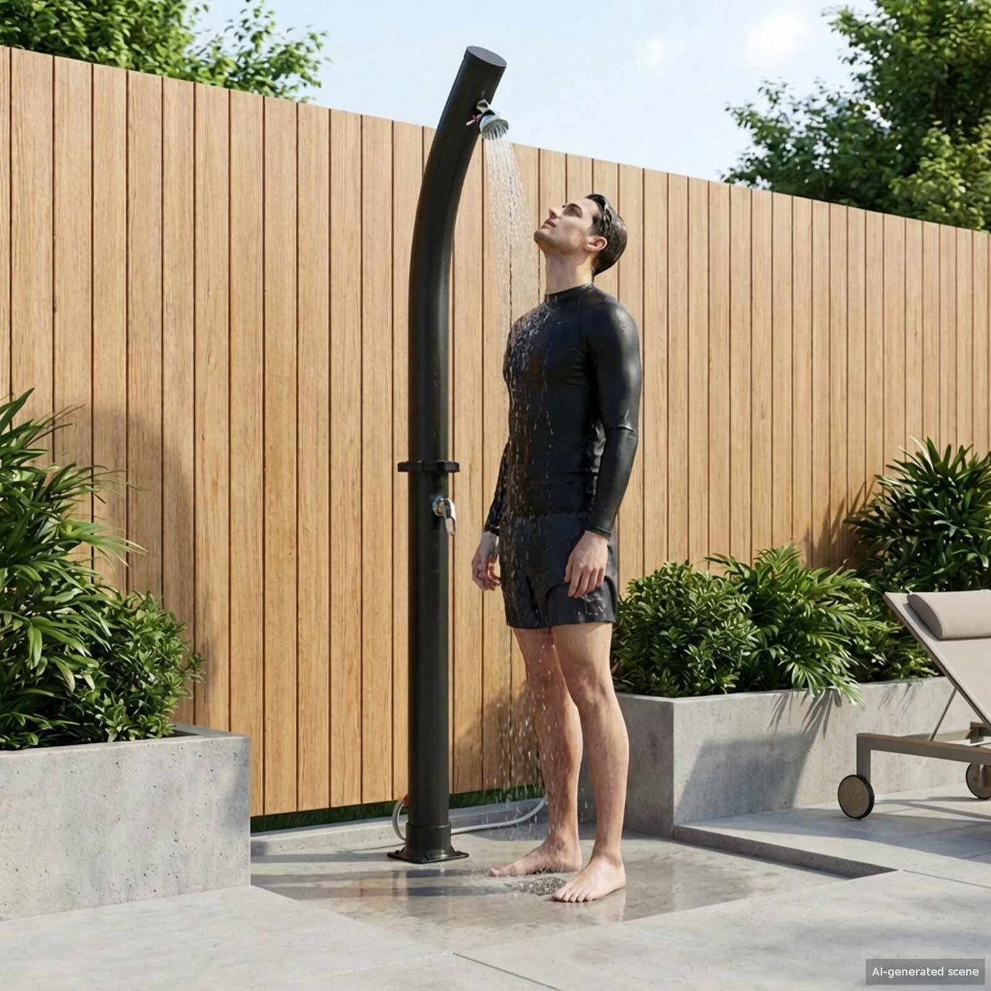 Zonne Douche Met Douchekop Pvc, Abs, Zinklegering Zwart