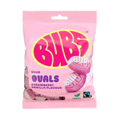 Bubs Godis Goody Sour Ovals Strawberry & Vanilla