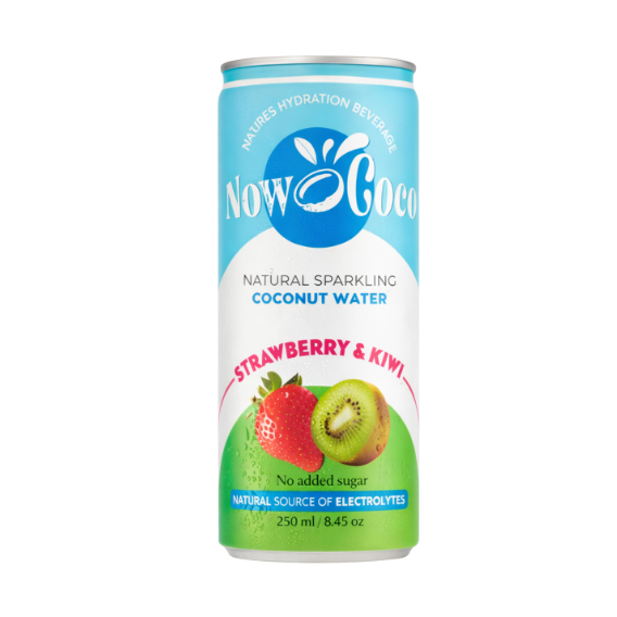 Now Coco Sparkling Coconut Water Strawberry & Kiwi