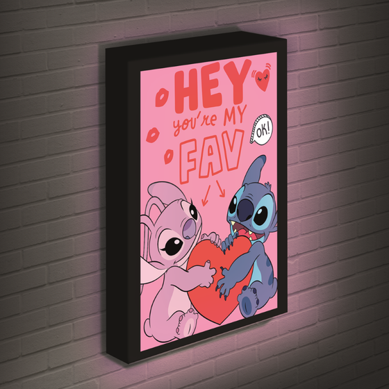 STITCH & ANGEL - Love - Canvas Lumineux 40X30 Cm