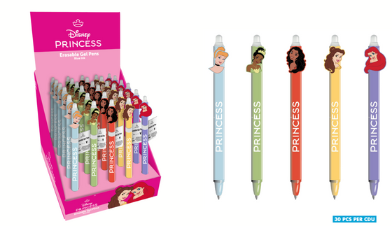 PRINCESSES - Stylo à Gel Effaçable +Head Topper (Display de 30pcs)