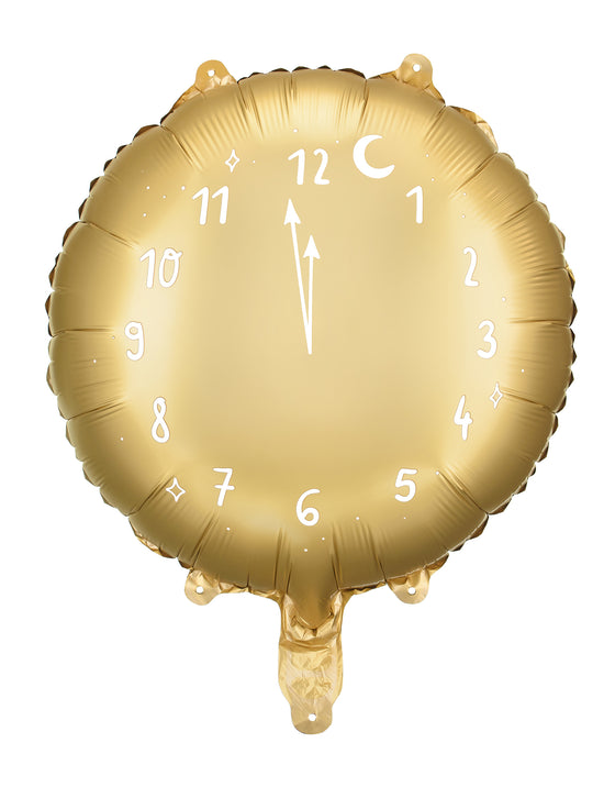 Ballon alluminium doré horloge minuit 45 cm