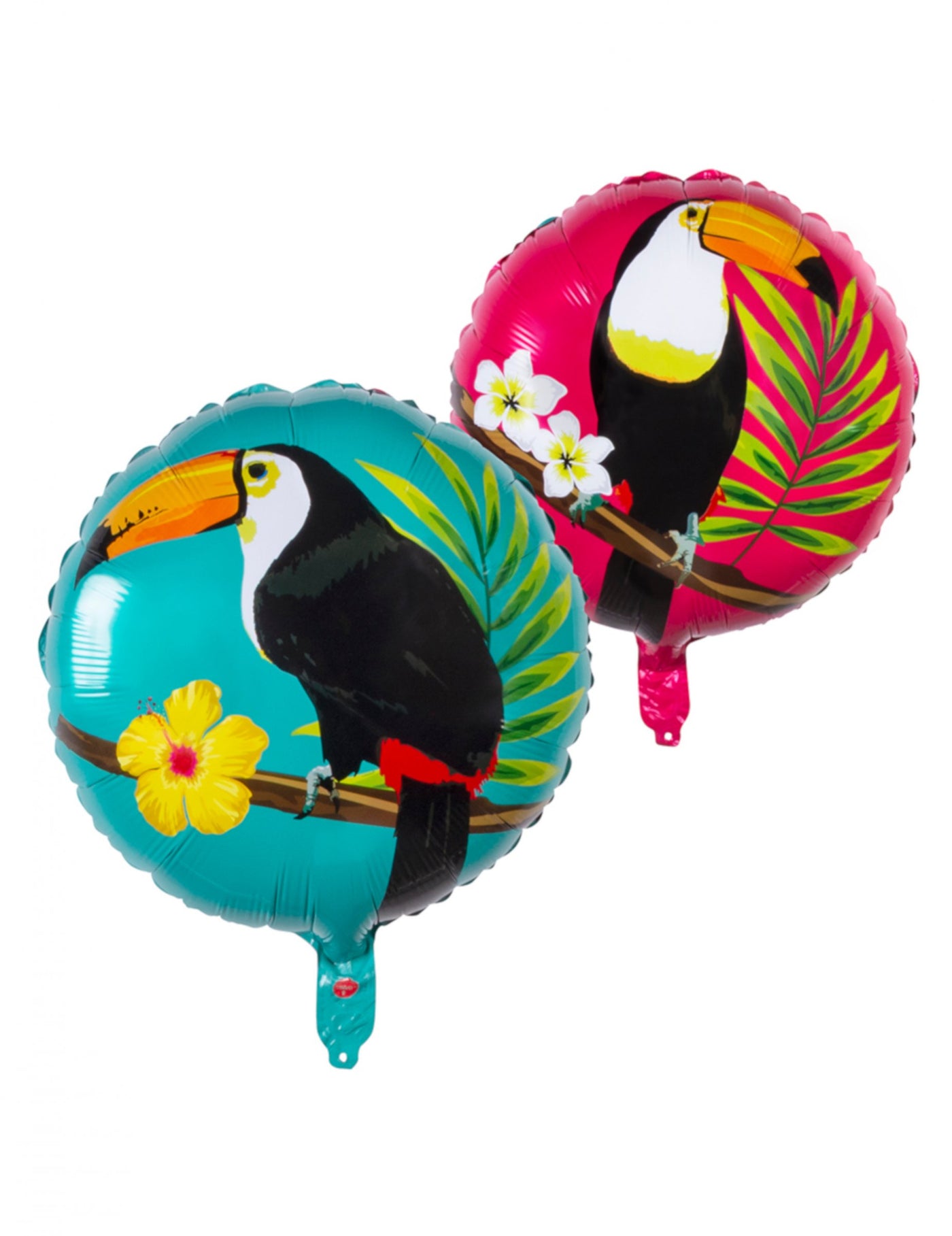 Ballon aluminium toucan bleu et fuschia 45 cm