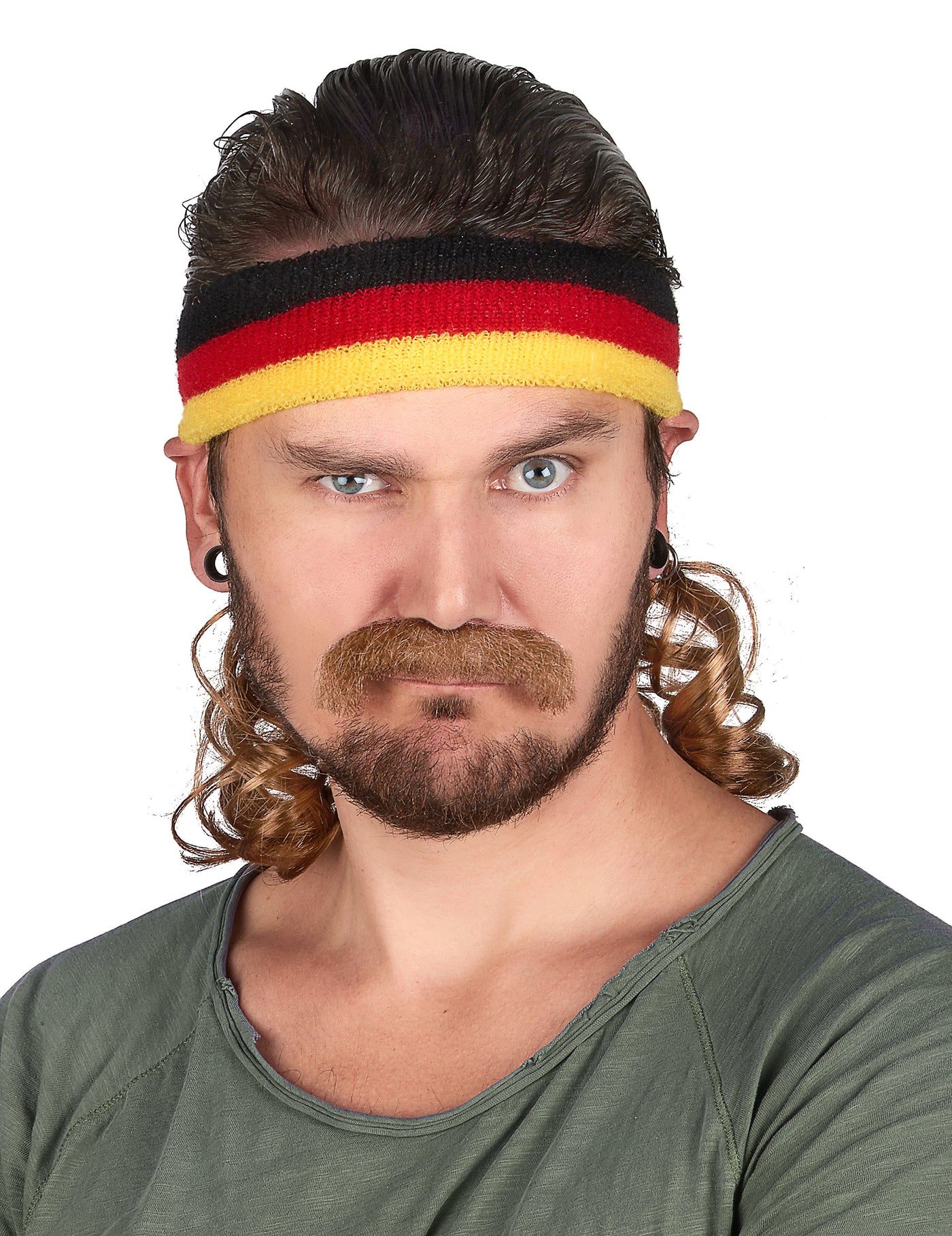 Bandeau mulet Noir rouge et Jaune avec moustache