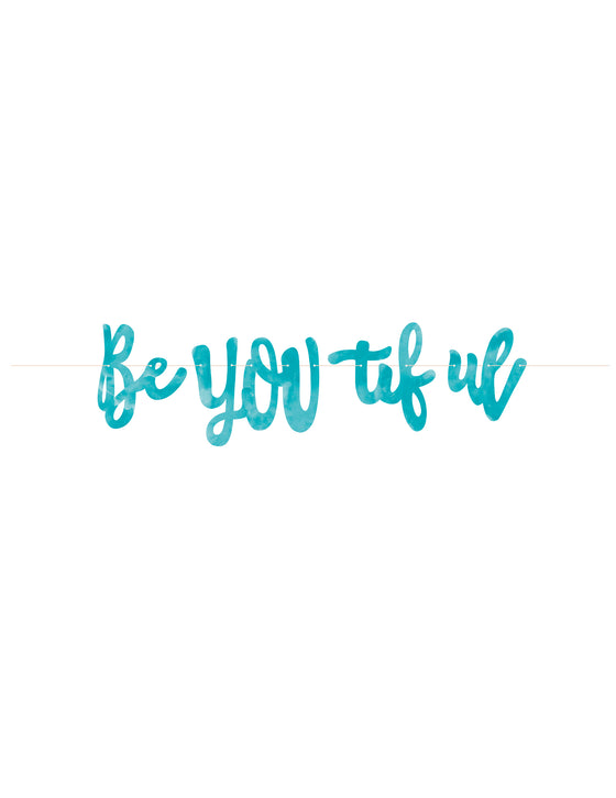 Bannière fanions be you tiful carton 213 cm, déco maquillage