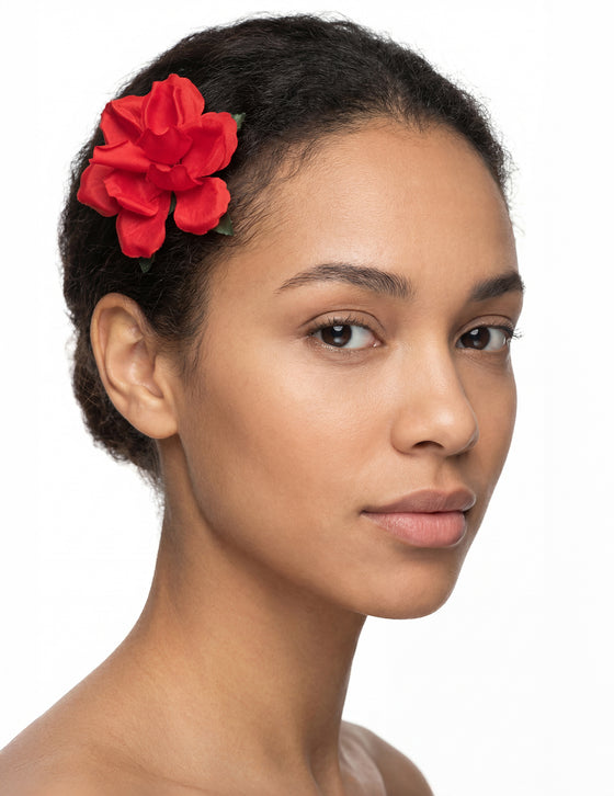 Barrette rose rouge adulte