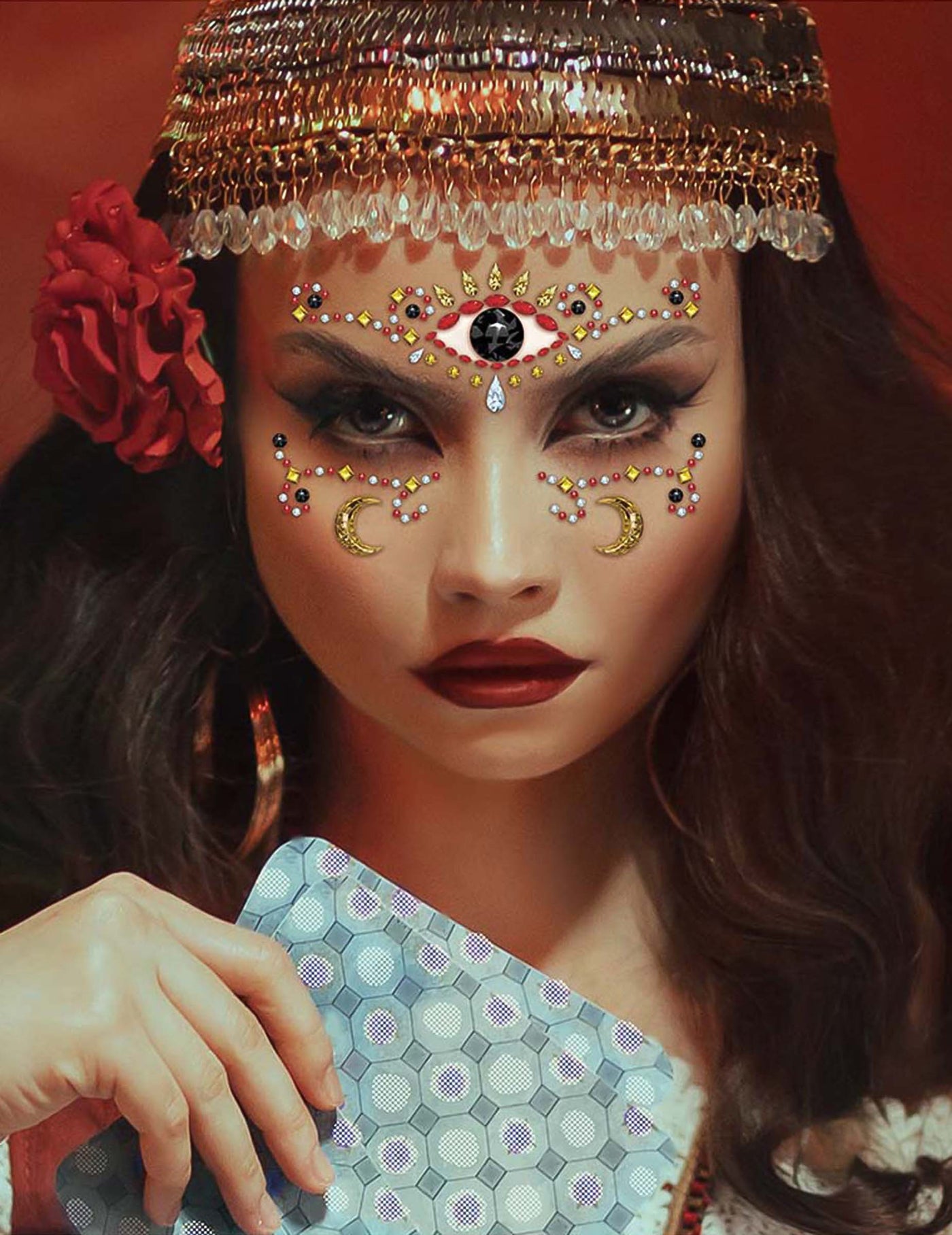 Bijoux pour visage adhésifs voyante