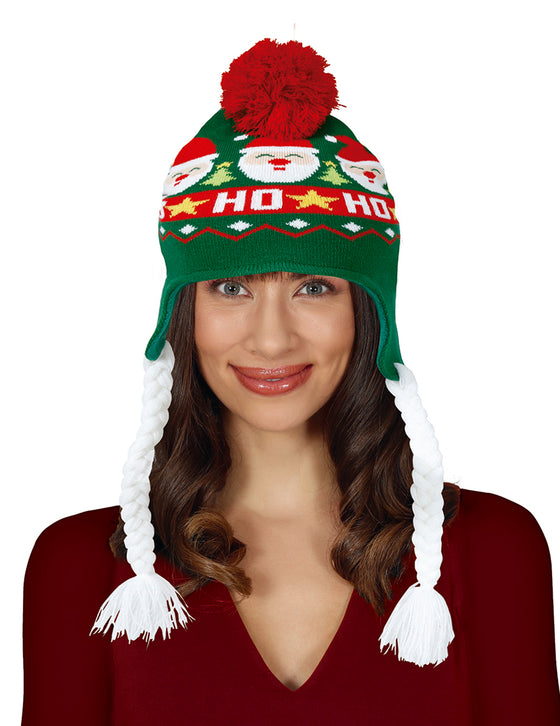 Bonnet vert à pompon Noël