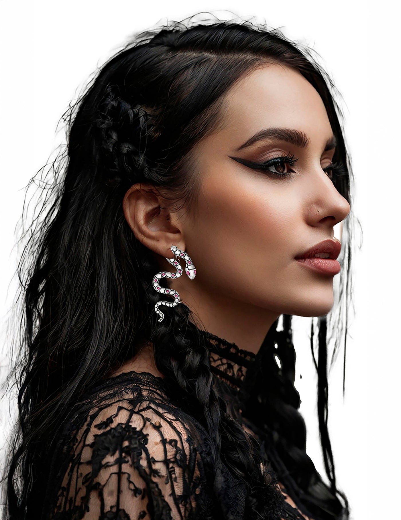 Boucle d'oreille serpent argentées