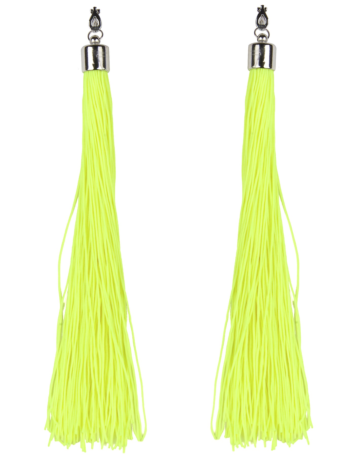 Boucles d'oreilles franges jaunes fluo adulte