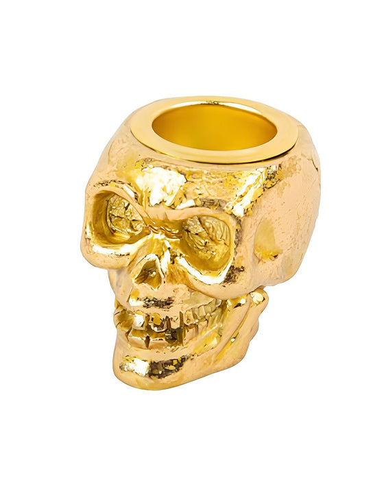 Bougeoir tête de mort en résine dorée 4 x 4 cm