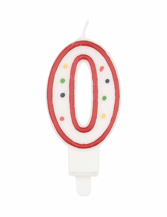 Bougie chiffre 0 multicolore 7,5 cm