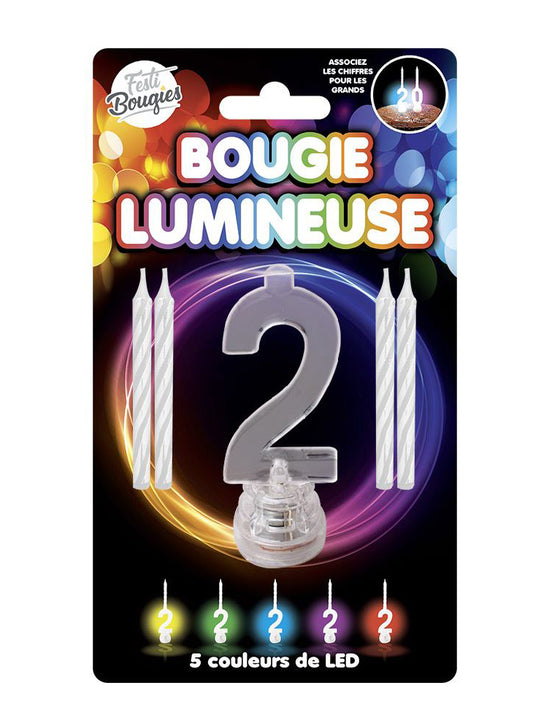 Bougies lumineuses LED chiffre 2