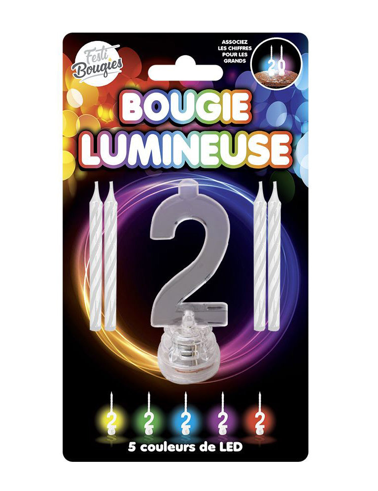 Bougies lumineuses LED chiffre 2