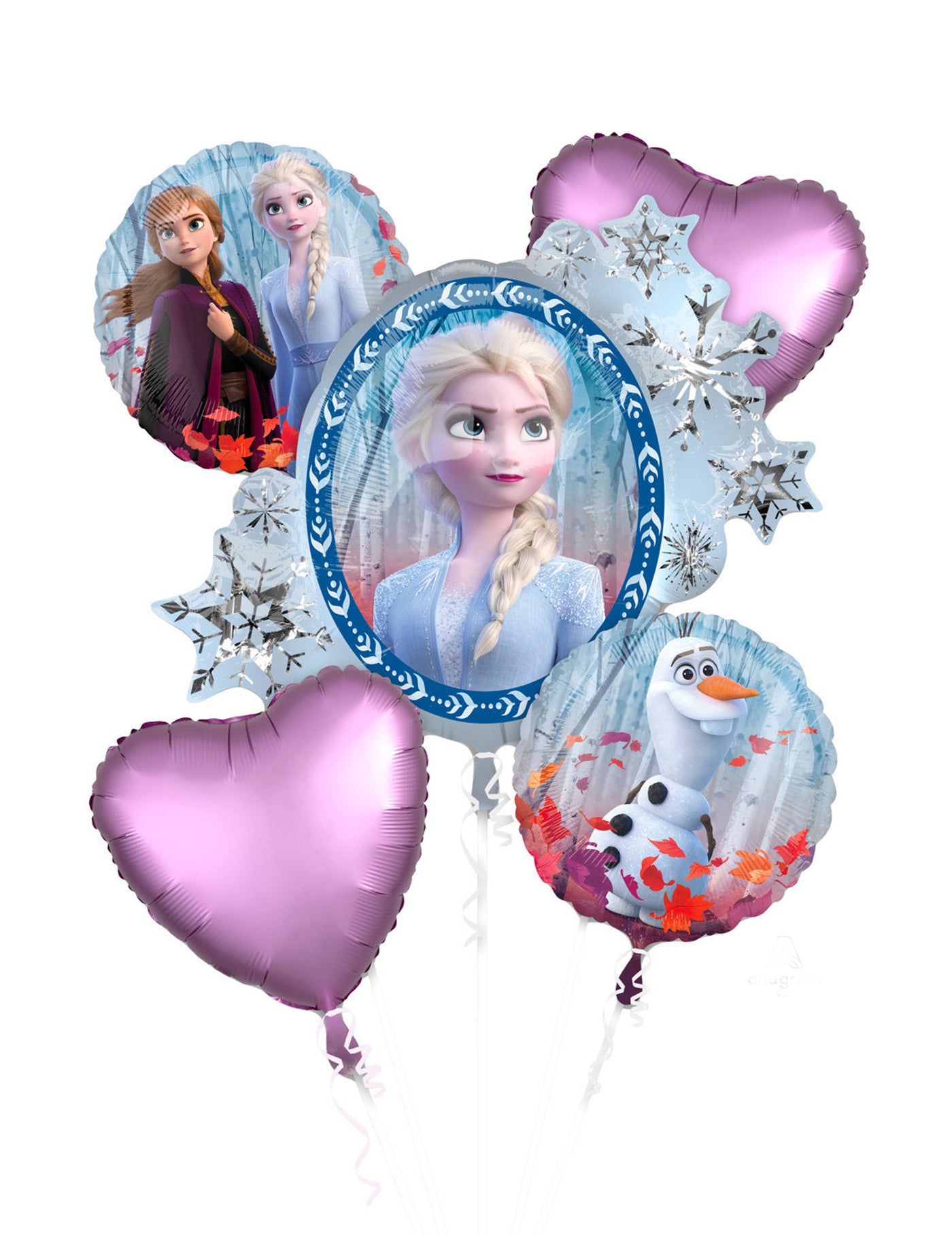 Bouquet 5 ballons aluminium La Reine des Neiges 2