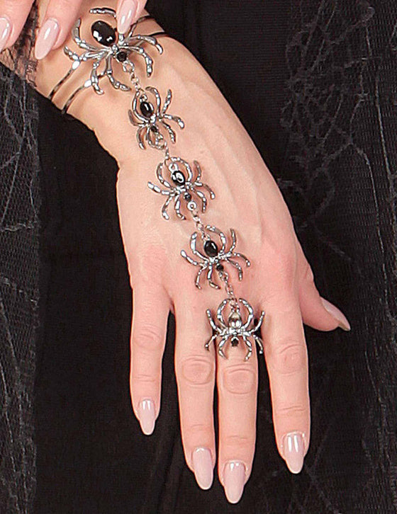 Bracelet et bague araignées femme Halloween
