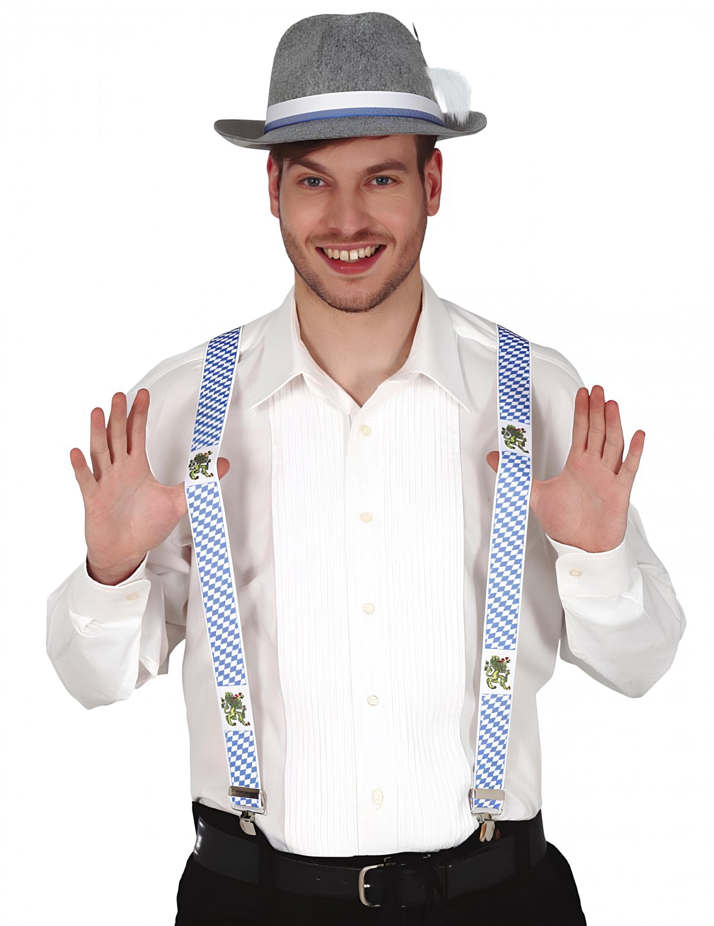 Bretelles bavaroises à carreaux bleus et blancs