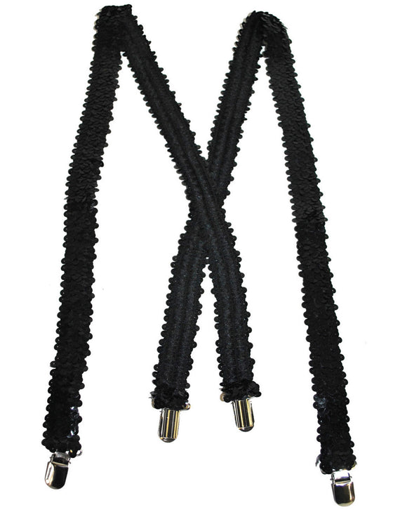 Bretelles noires à sequins adulte