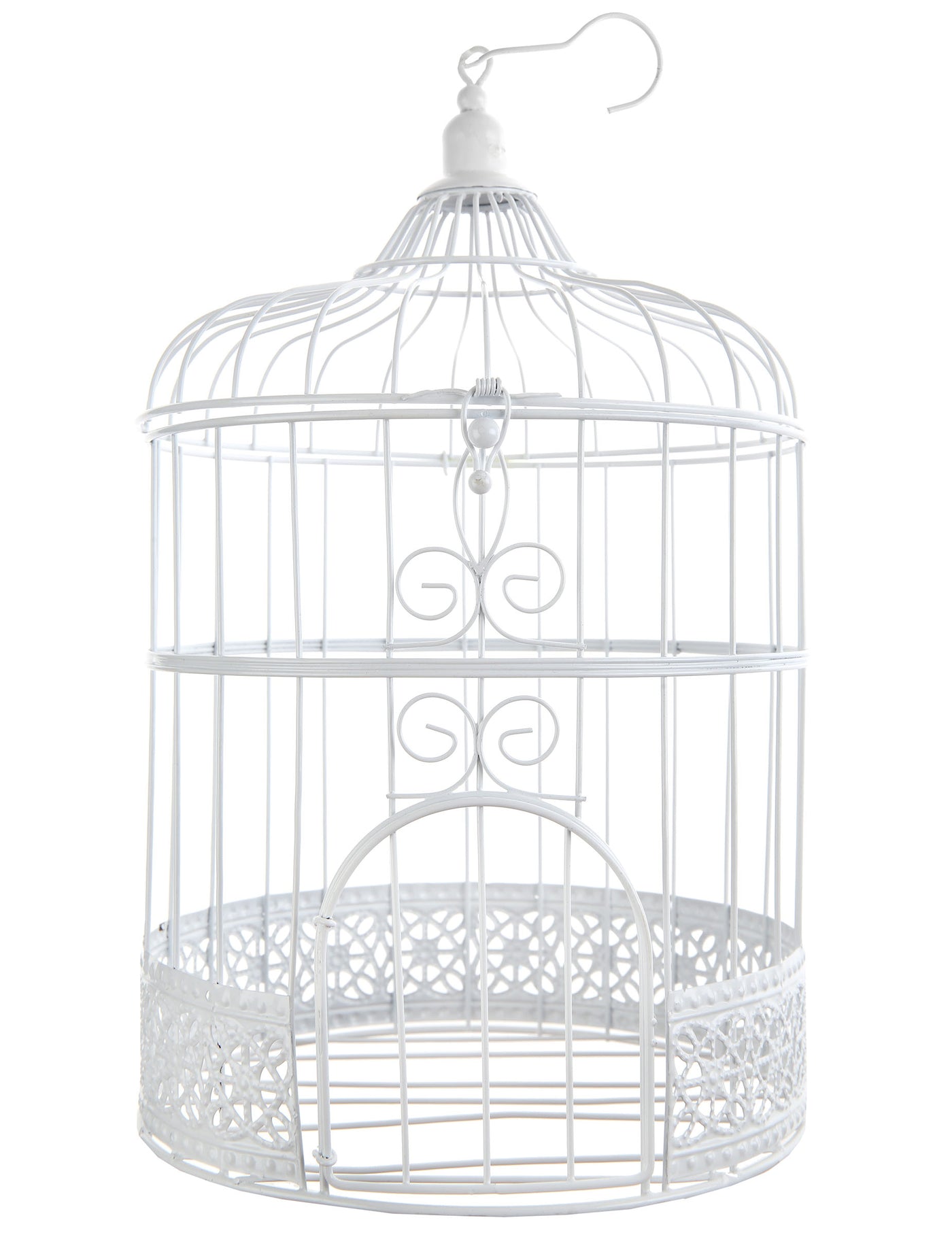 Décoration cage à oiseaux blanche 30 cm en métal à suspendre