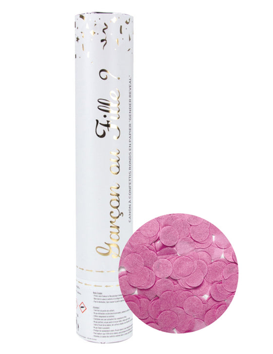 Canon à confettis gender reveal rose 28 cm