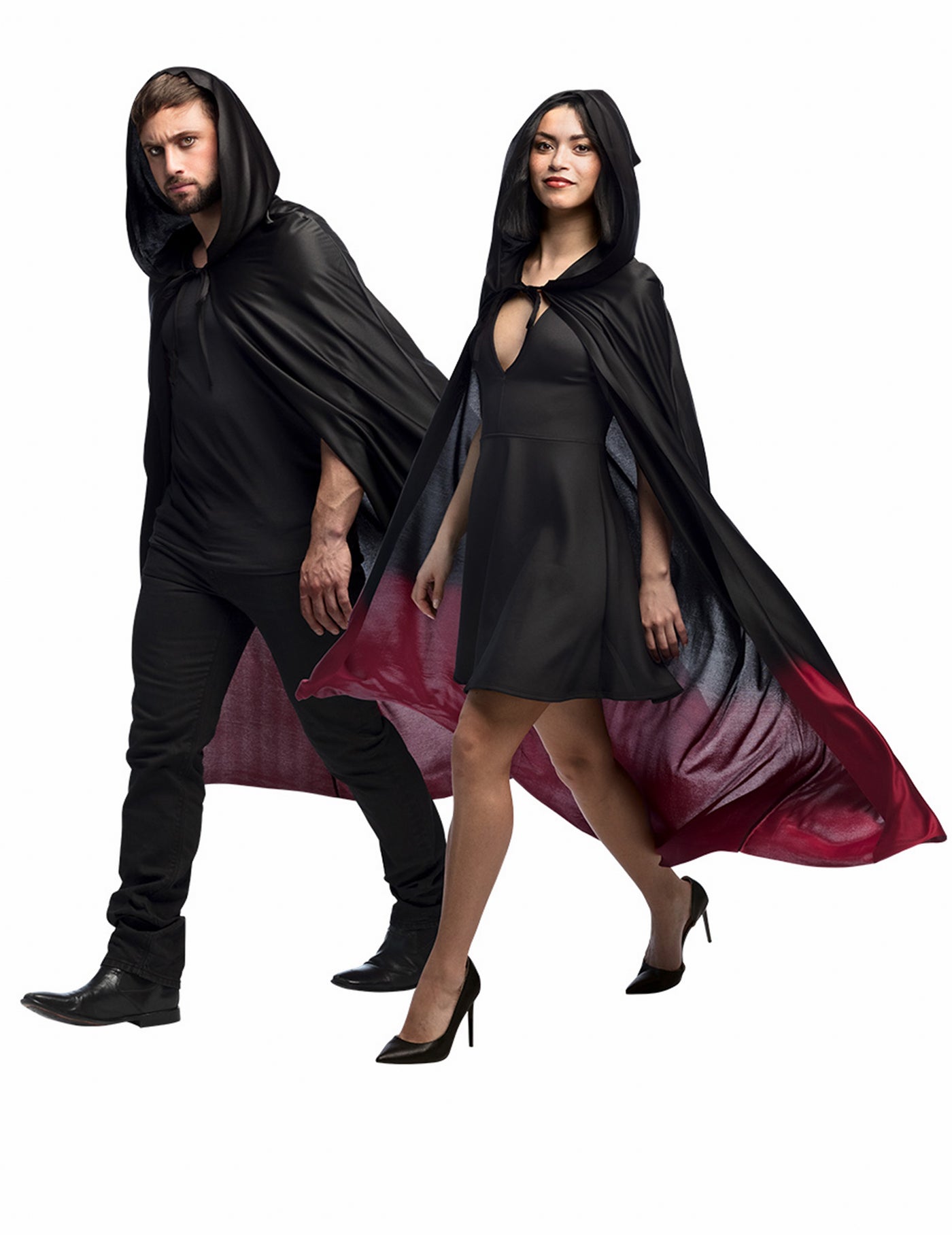 Cape noire dégradé rouge adulte Halloween