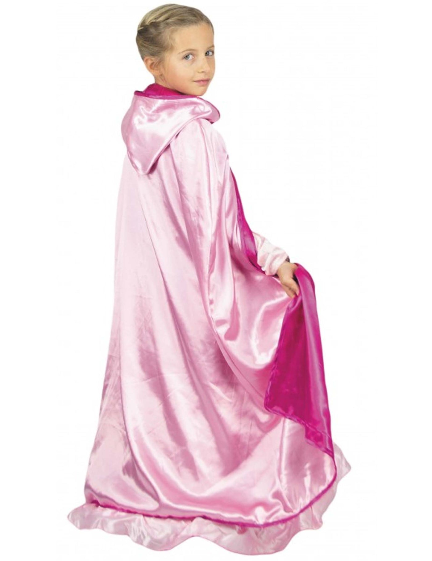 Cape princesse reversible rose luxe enfant