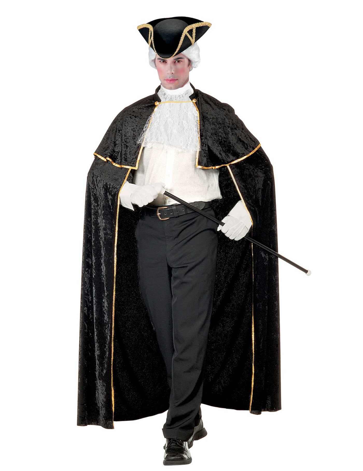 Cape séducteur vénitien avec jabot noir adulte