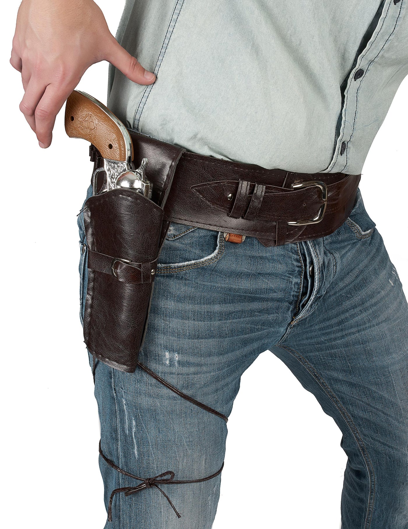 Ceinture avec étui cowboy noire ou marron adulte