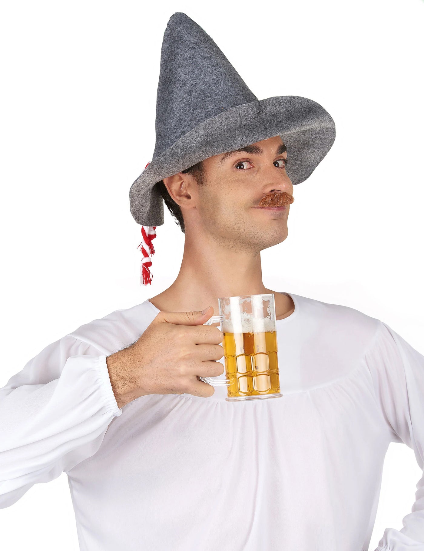 Chapeau bavarois adulte avec cordelette rouge et blanche