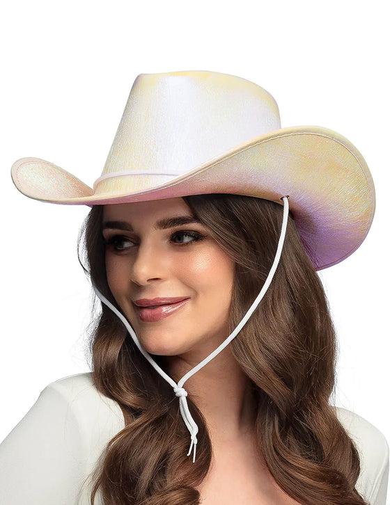Chapeau blanc iridescent adulte