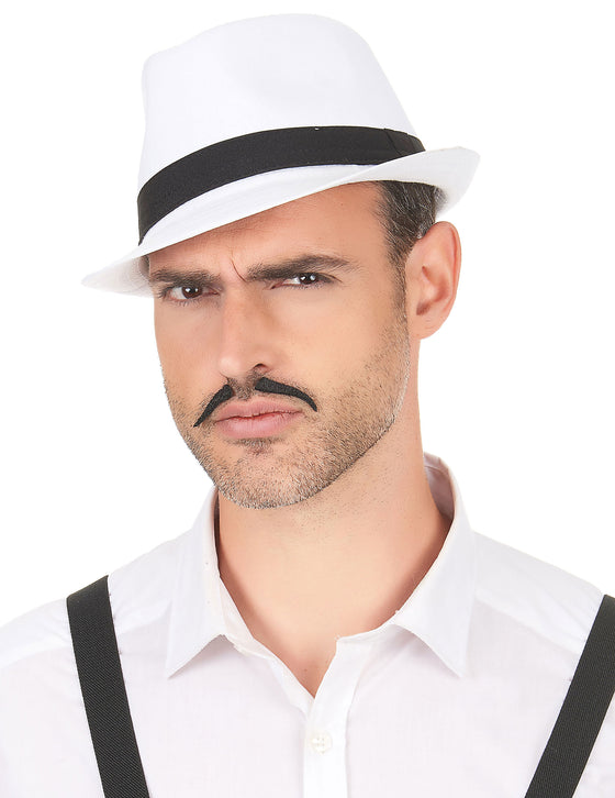 Chapeau borsalino blanc bande noire adulte