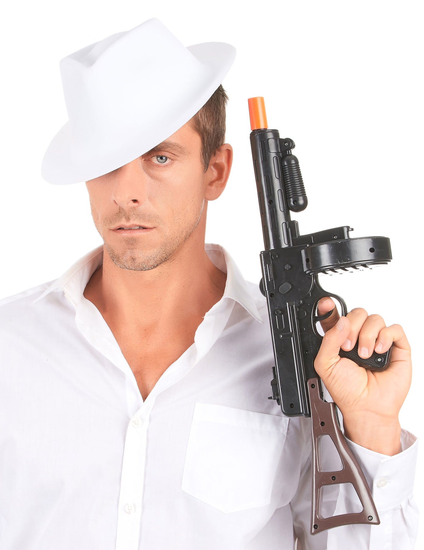 Chapeau de gangster blanc adulte