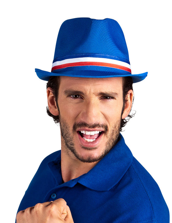 Chapeau gangster bleu supporter France adulte