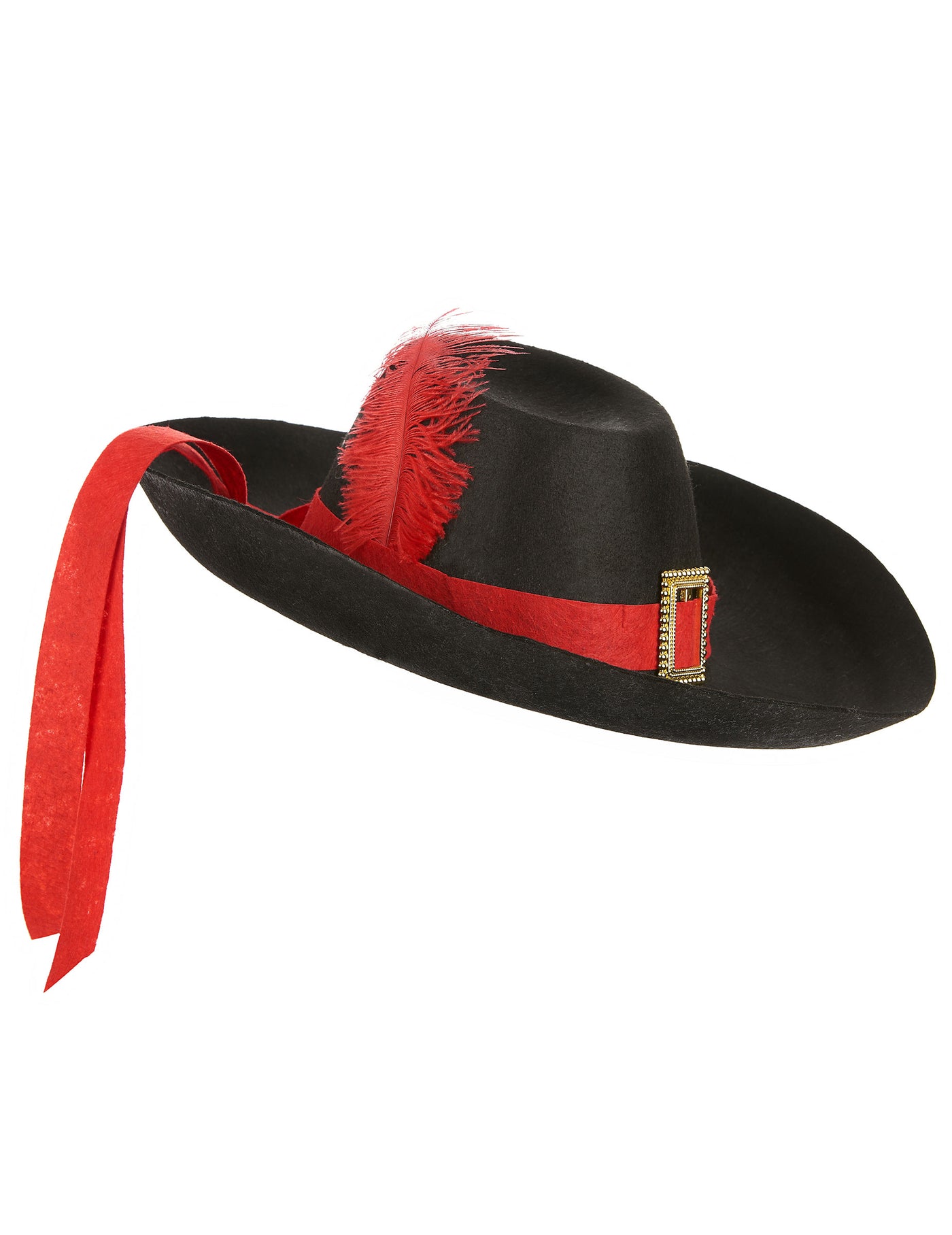 Chapeau mousquetaire noir et rouge adulte
