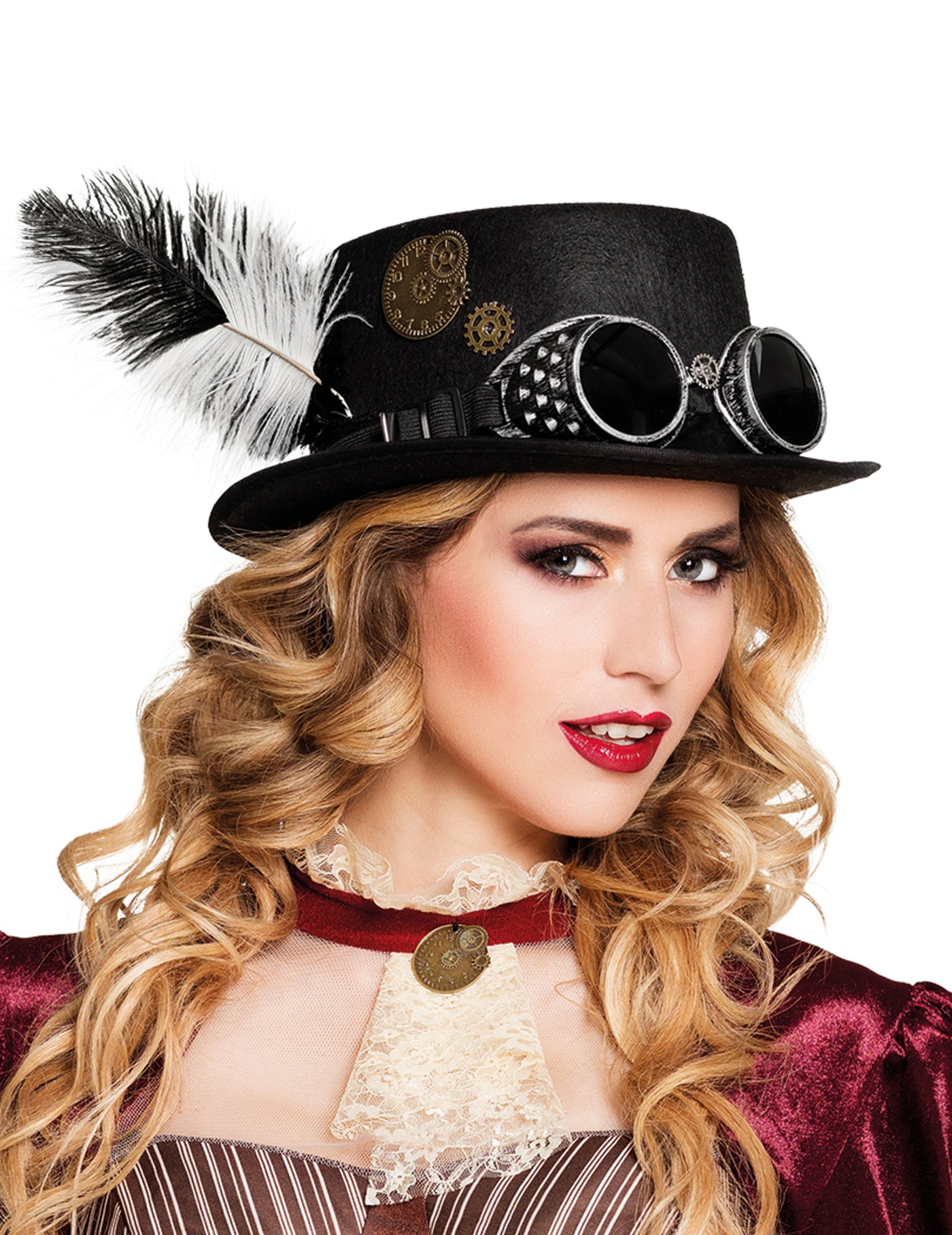 Chapeau rouages et plumes adulte Steampunk