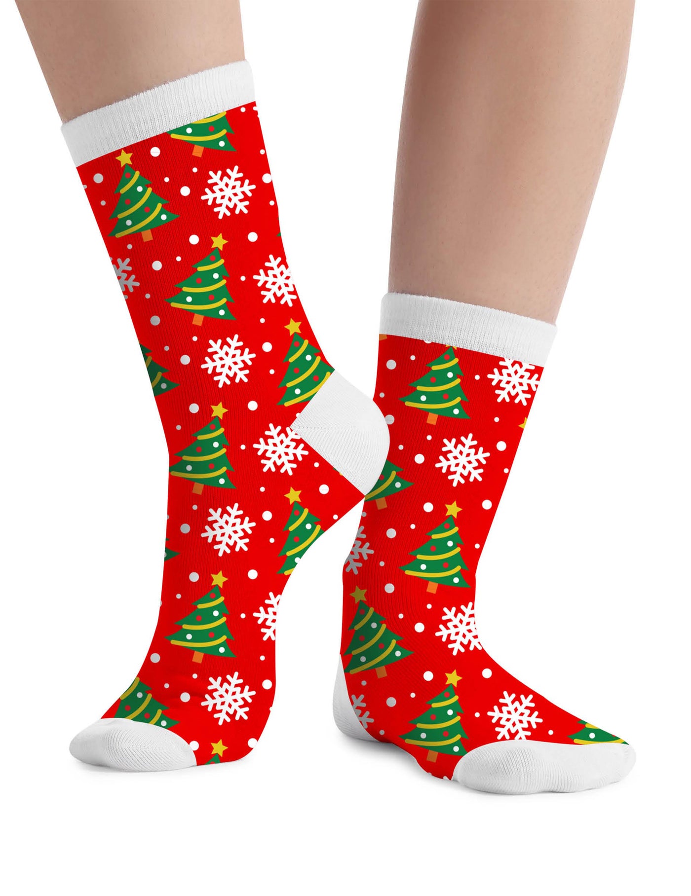 Chaussettes de Noël rouges motifs sapins adulte