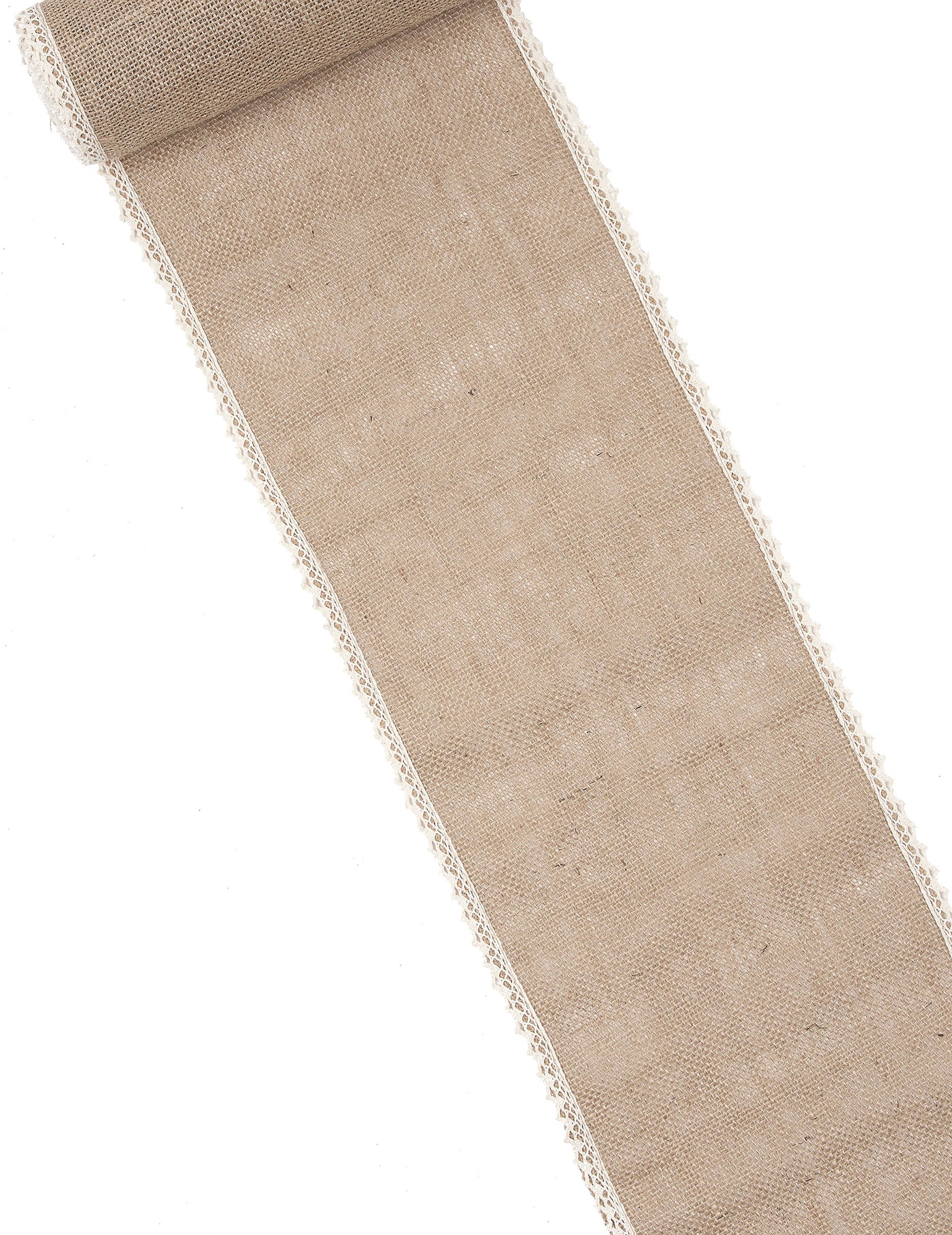 Chemin de table en jute naturelle et dentelle 20 cm x 5 m