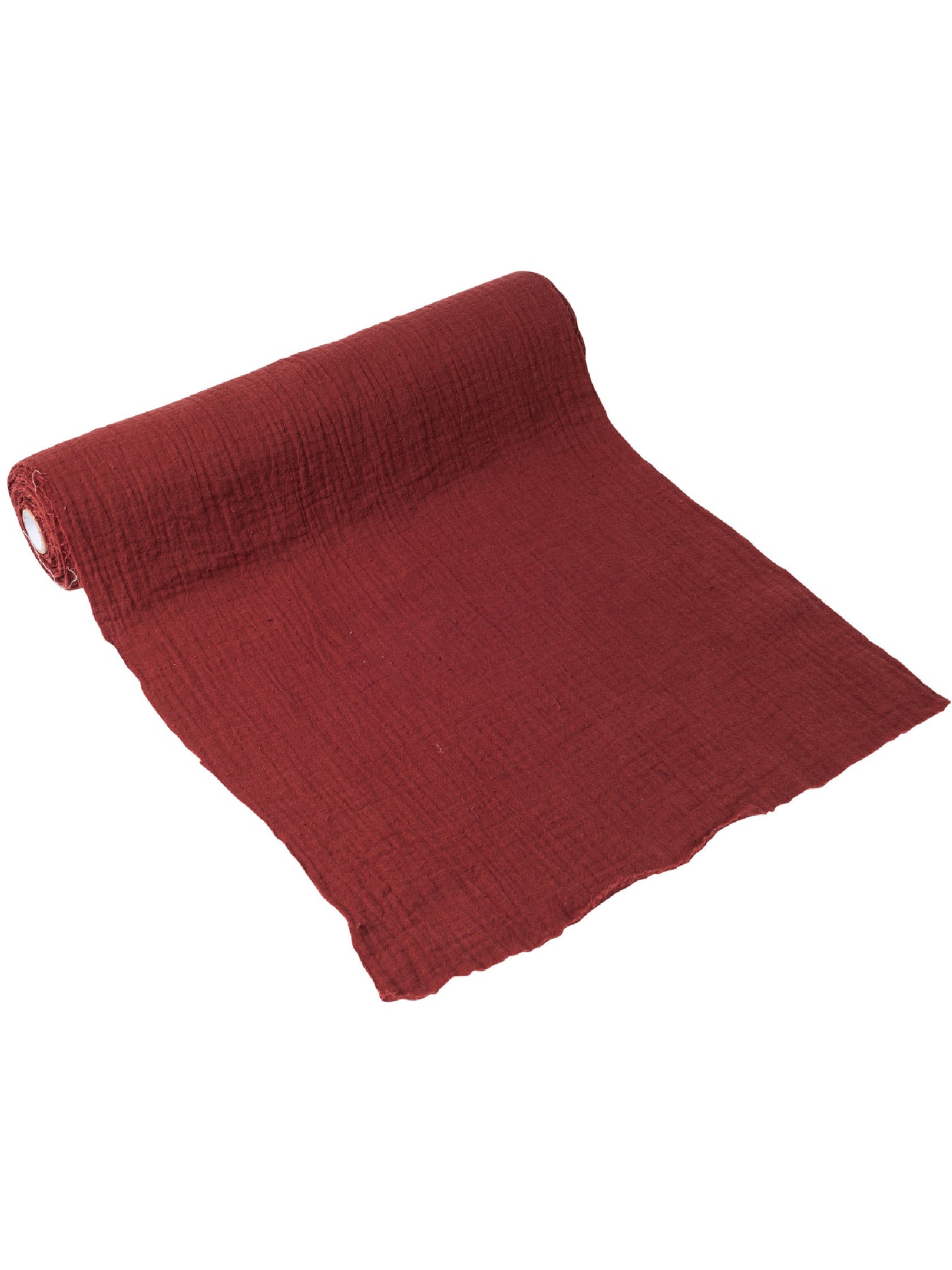 Chemin de table gaze de coton terracotta bordeaux 30 cm x 3 m bohème