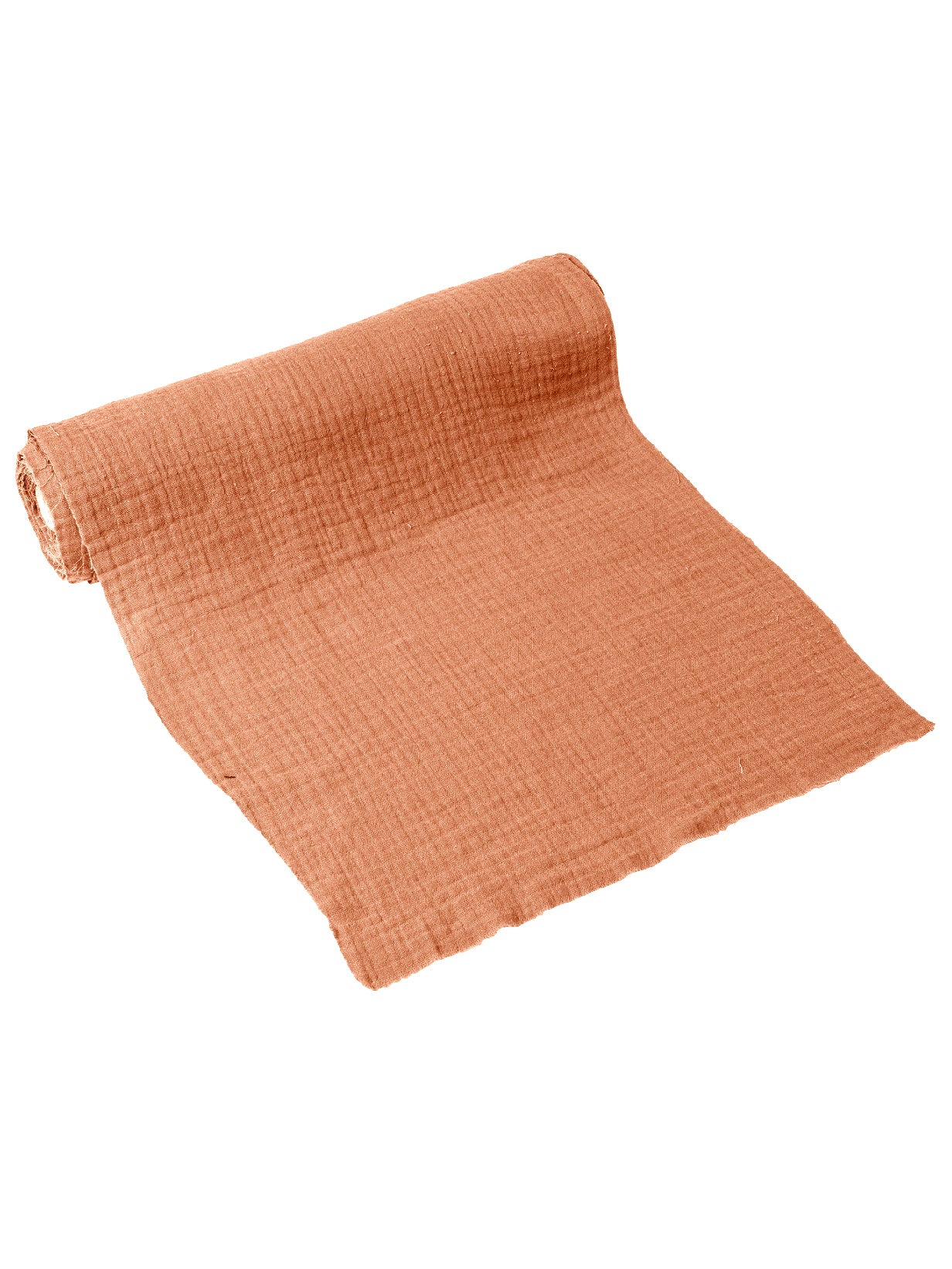 Chemin de table gaze de coton terracotta vieux rose 30 cm x 3 m bohème