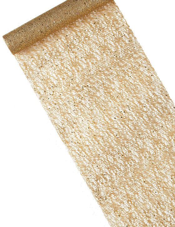Chemin de table doré métallisé à sequins 28 cm x 5 m