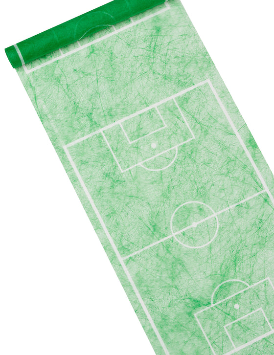 Chemin de table vert motif terrain de foot en matière non tissée 30 cm x 5 m