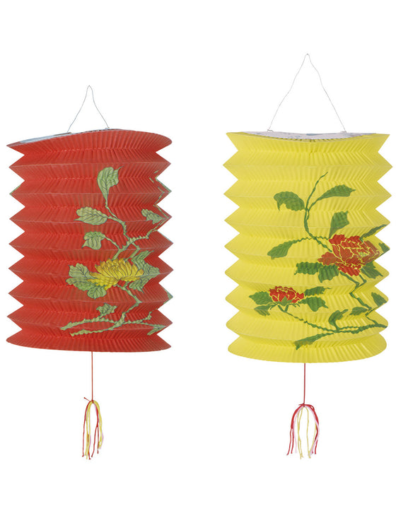 2 Lanternes chinoises rouge et jaune 15,2 x 22,9 cm