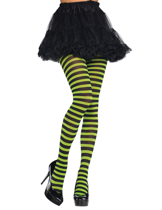 Collants rayés vert et noir adulte