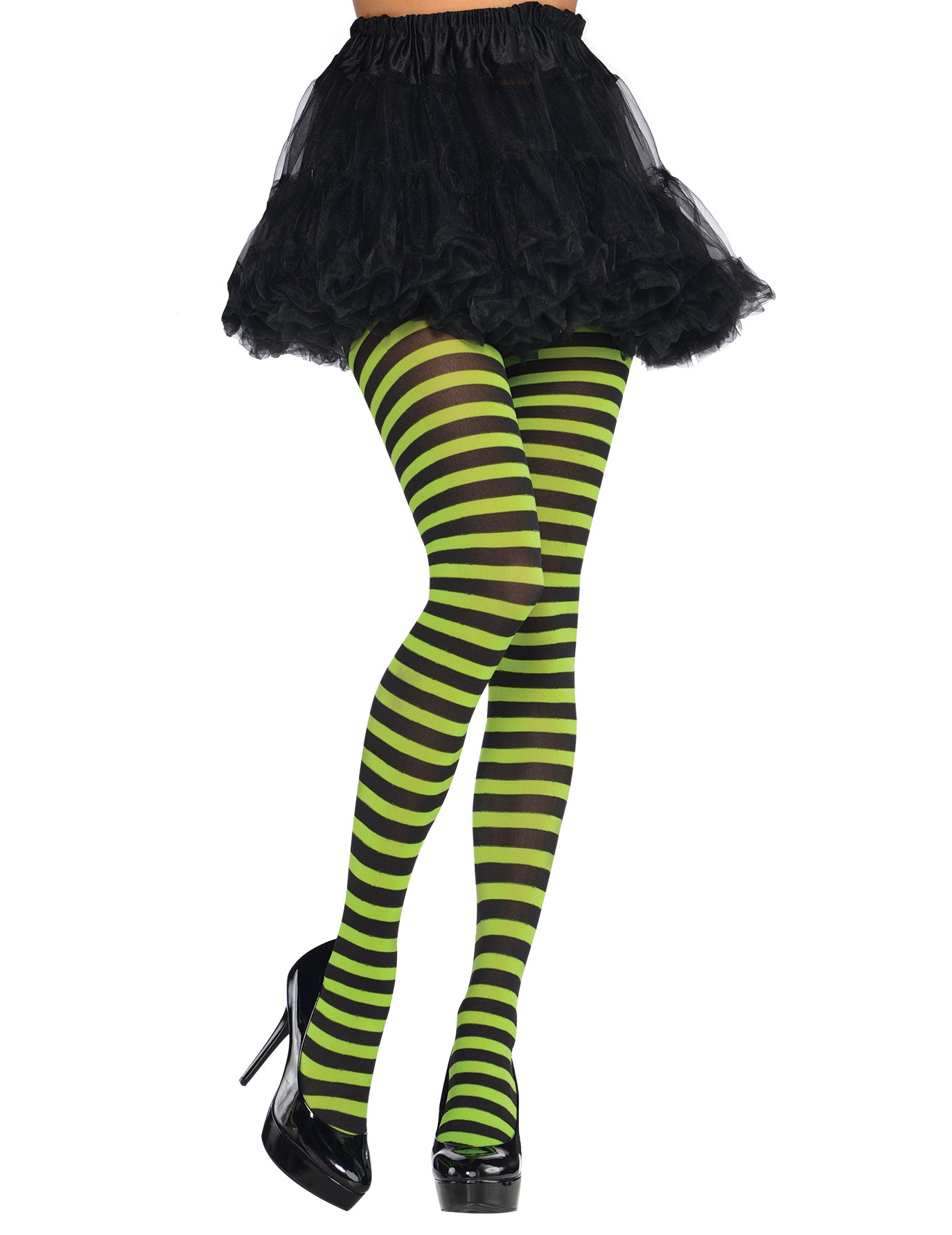 Collants rayés vert et noir adulte