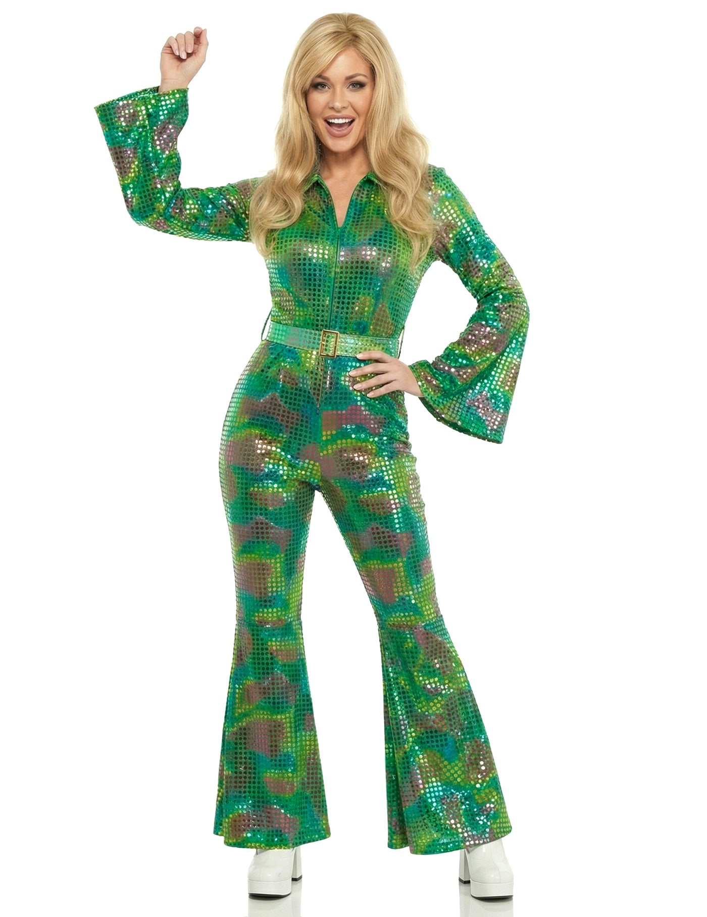 Combinaison femme disco vert haut de gamme