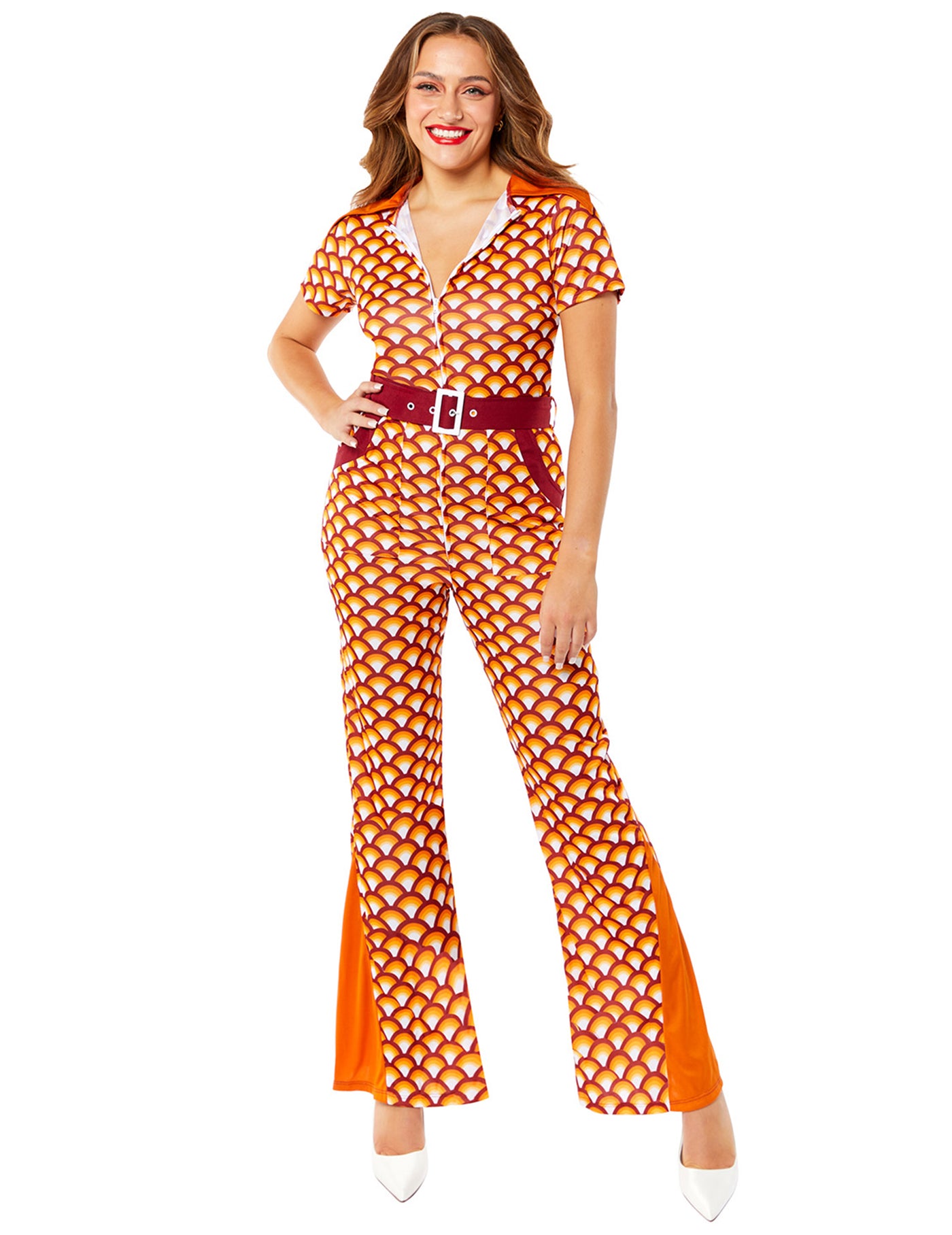 Combinaison orange années 70 femme