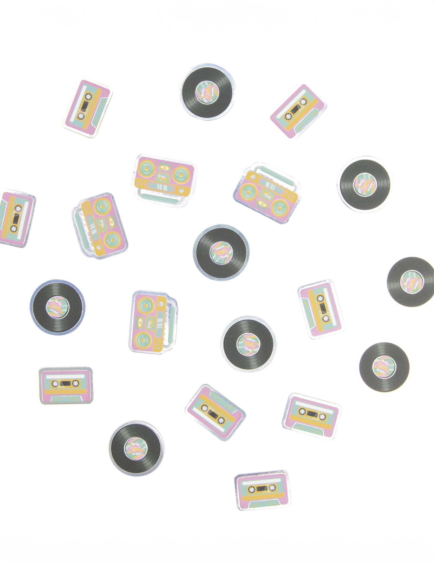 Confettis de table cassettes et vinyles années 90