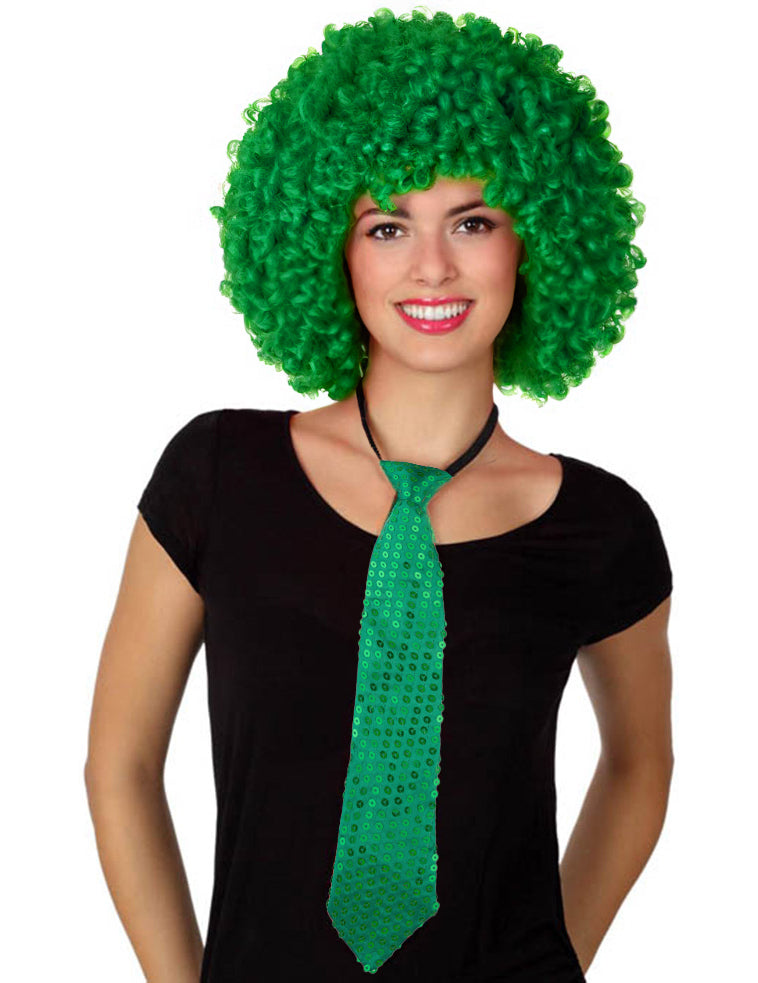 Cravate à sequins verts adulte