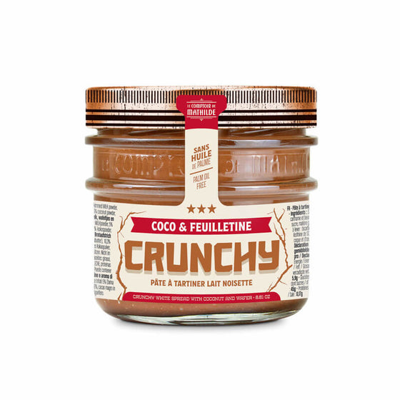 Crunchy Lait Noisette Coco et Feuilletine - Pâte à Tartiner - 250g