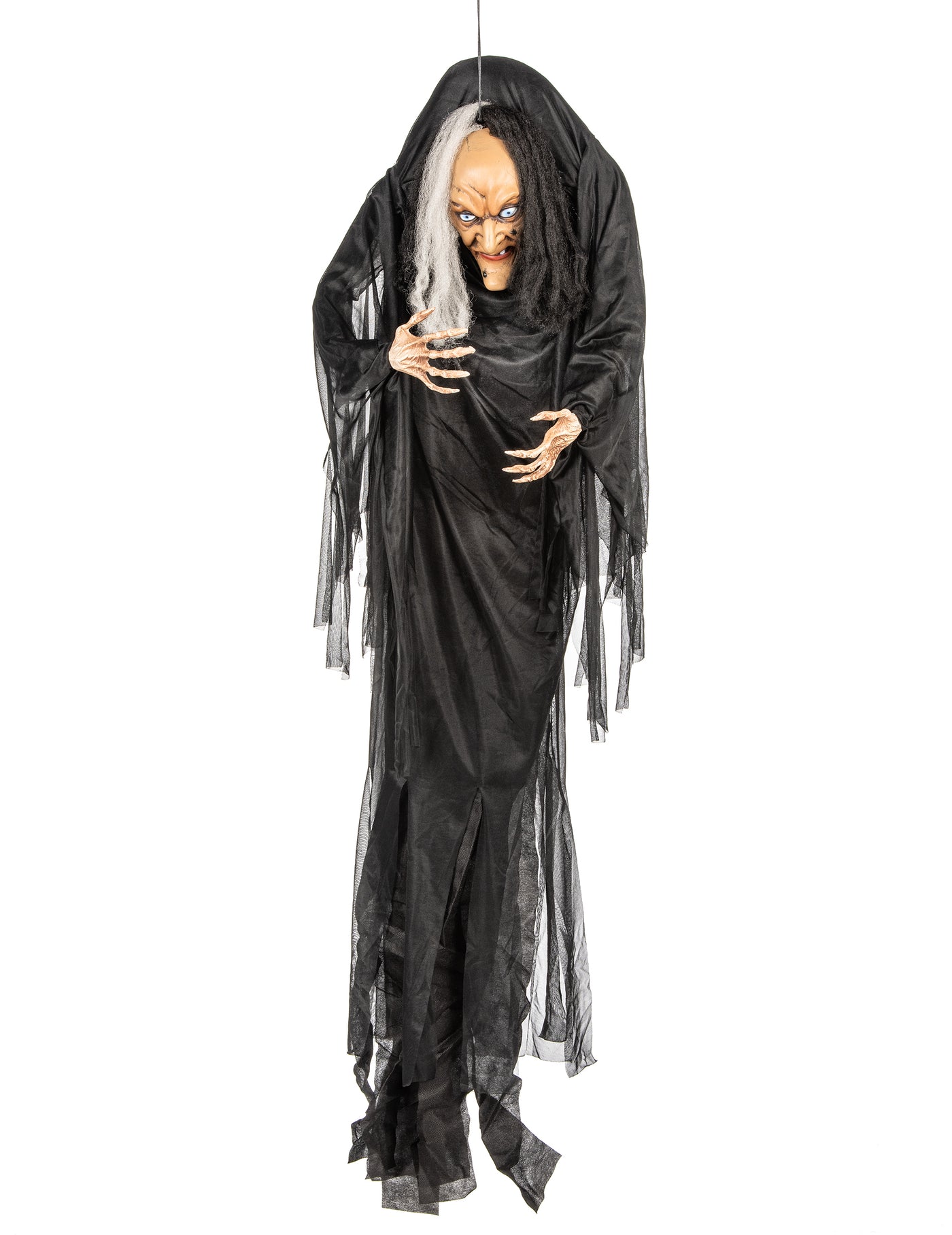 Décoration à suspendre sorcière noire et blanche 140 cm Halloween